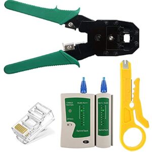 FEDUS Network Wire Stripper,100PCS RJ45 CAT5 CAT5e Connectors,Cable Tester RJ45 Crimp Tool kit CAT5 Cat5e Crimping Tool Crimp Crimper
