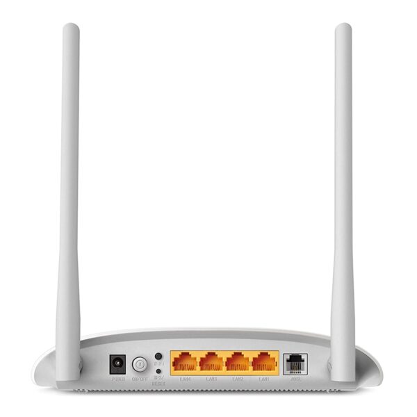 3-36-1.jpg TP-LINK TD-W8961N 300 MbpsWireless N300 ADSL2+ Wi-Fi Modem Router, 2x 5dBi Omni directional Fixed antennas, Input ISPs supported- BSNL, MTNL, Tata Indicom (RJ-11 Port), Dual band , White