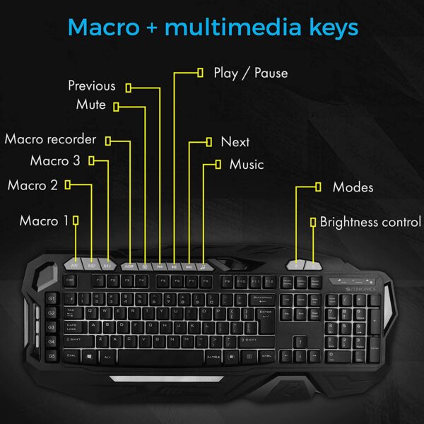Zebronics Zeb-Magnus USB Gaming Keyboard with LED Lights
