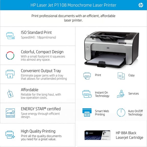 HP Laserjet P1108 Single Function Monochrome Laser Printer